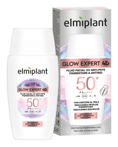 Fluid Facial, Elmiplant, Glow Expert 4D UV Anti Pete Pigmentare si Antirid, SPF 50+, 50 ml