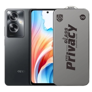 Folie de Protectie pentru Oppo A79, Flippy, Sticla Securizata ESD Antistatica, Super-X Privacy OG, Margini Negre, 0.30 mm, Transparent Inchis