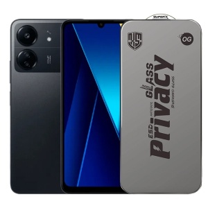 Folie de Protectie pentru Xiaomi Poco C65, Flippy, Sticla Securizata ESD Antistatica, Super-X Privacy OG, Margini Negre, 0.30 mm, Transparent Inchis