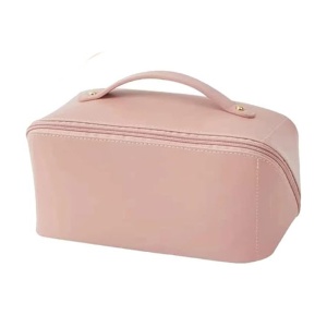 Geanta de Calatorie Flippy, Pentru Cosmetice, Portabila, Impermeabila, din Piele Ecologica, Compartimente Multiple, cu Fermoar, 23 x 11.5 x 10.5 cm, Roz