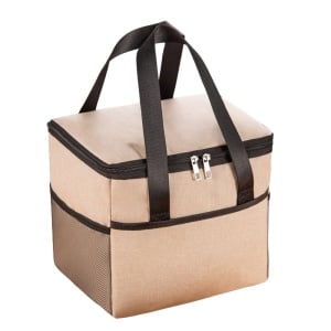 Geanta Termica Flippy pentru Pranz, Compartimente Telefon si Tacamuri, Multifunctionala, Impermeabila, 24x18x21 cm, Crem