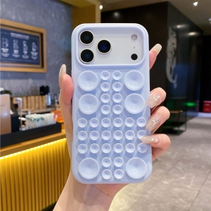 Husa cu Ventuze, Flippy, Compatibila iPhone 17, din Silicon, Interior Microfibra, Albastru Gri - Img 2