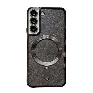 Husa de Protectie 2 in 1, Flippy, Husa pentru Samsung Galaxy S23+, Glitter Chrome Magsafe, din TPU, Magnetica, cu Protectie Lentila, Negru