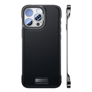 Husa pentru iPhone 16 Pro, husa de protectie pentru telefon, Flippy, Design Modern fara margini, din Piele PU, Subtire, Negru
