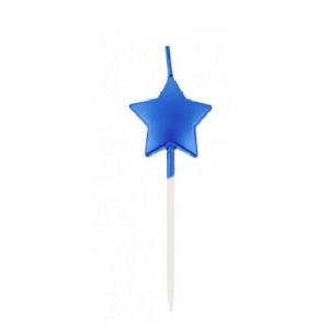 Lumanare de Tort, Flippy, Model Steluta, Party, 8.5 x 3.2 cm, Albastru