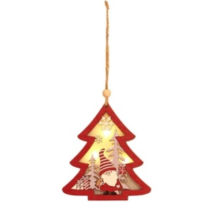 Ornament de Brad, Flippy, cu Lumini LED, din Lemn, Figurina Elf, Model Brad, Multicolor