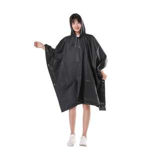 Pelerina de Ploaie, Flippy, pentru Adulti, EVA, Tip Poncho, Impermeabila, Rezistenta la Vant, Capse Laterale, 160 g, Negru