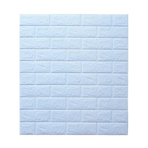 Set 10 Placi de Tapet, Flippy, Autoadezive, 70 x 77 cm, 3.5 mm Grosime, Suprafata Acoperita 5.3 mp, din PVC, Model Caramida, Albastru Deschis