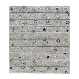 Set 10 Placi de Tapet, Flippy, Autoadezive, 70 x 77 cm, Suprafata Acoperita 5.3 mp, din PVC, Model Stelute Albastre, Alb