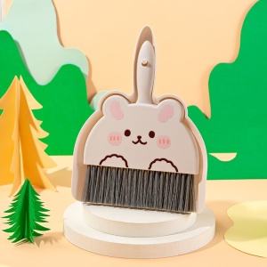 Set Mini Matura si Faras, Flippy, LITTLE CLEANER, Uz Casnic, pentru Birou, Bucatarie, Casa, Model Iepuras, 23 x 18 cm, Bej
