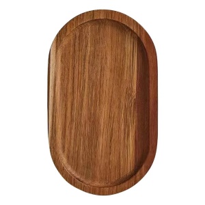 Tava din Lemn, Flippy, Ovala, pentru Alimente sau Decor, 25 x 15 x 1.5 cm, Natur