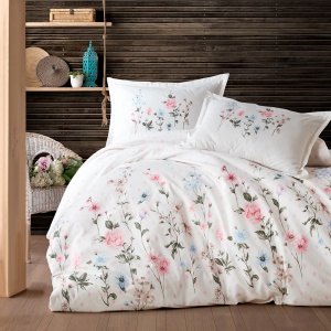 Lenjerie de pat Ranforce – Design Pastel Blossom Palitra, bumbac 100%, set premium complet