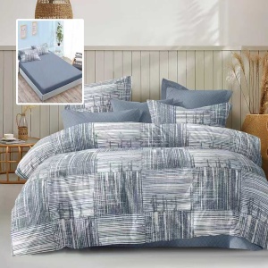 Lenjerie de Pat 6 Piese cu Husă – Design Modern în Tonuri Gri, Stil Urban Elegant
