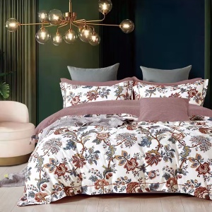 Lenjerie de pat Percale – Floral Boho Rustic, bumbac 100%, set reversibil premium