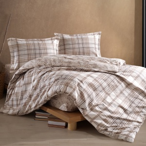 Lenjerie de pat Ranforce – Ravel, bumbac 100%, stil modern cu carouri elegante