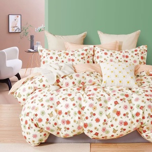 Lenjerie de pat Percale – Floral Fresh Spring, bumbac 100%, set complet premium