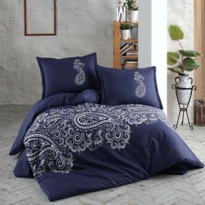 Lenjerie de pat premium Nilla V1 – model paisley sofisticat, bumbac 100%, King Size