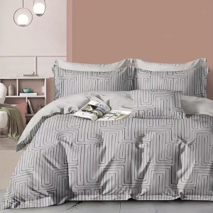 Lenjerie de pat Percale – Grey Puzzle Style, bumbac 100%, set premium complet