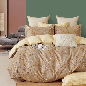 Lenjerie de pat Percale – Willow Breeze Gold, bumbac 100%, design dublă față