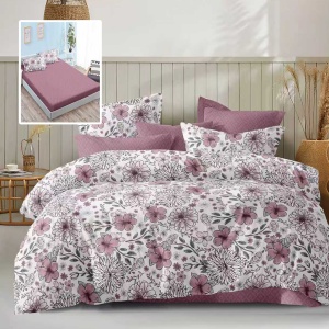 Lenjerie 6 Piese cu Husă – Floral Mystic Mauve, Confort Deluxe & Stil Modern