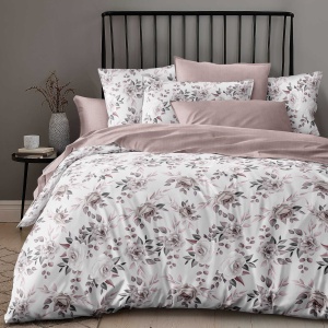 Lenjerie de Pat 4 Piese – Floral Rose Powder, Eleganță Soft & Design Modern
