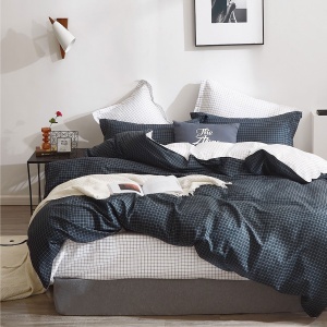 Lenjerie de pat Percale – Model Urban Grid, bumbac 100%, set complet premium