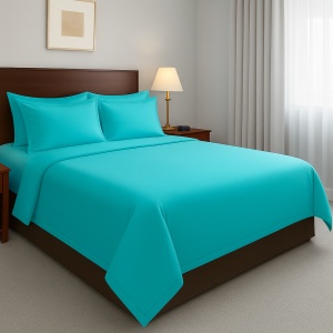 Lenjerie de pat Ranforce Uni – turcoaz, bumbac 100%, confort hotelier
