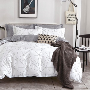 Lenjerie de pat Percale – Model Abstract Lines, bumbac 100%, set premium complet