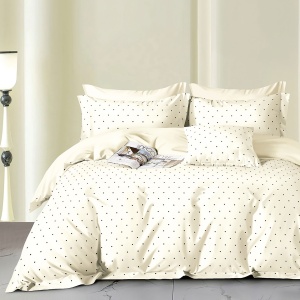 Lenjerie de pat Percale – Model Polka Dots Fine, bumbac 100%, set complet premium