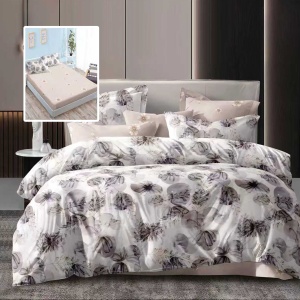 Lenjerie Pat cu Husă – Imprimeu Floral Pastel, Look Rafinat & Modern