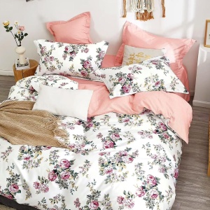 Lenjerie de pat Percale – Imprimeu Blossom Rose, bumbac 100%, set premium complet