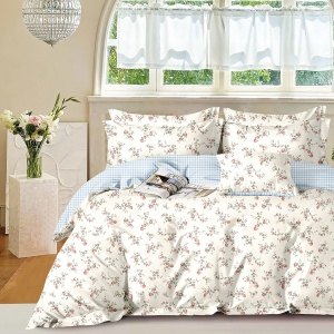 Lenjerie de pat Percale – Model Romantic Blossom, bumbac 100%, set premium complet