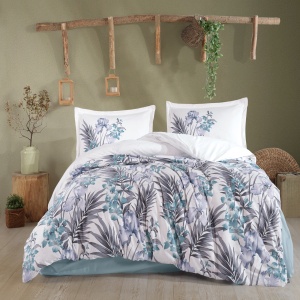 Lenjerie de pat Ranforce – Imprimeu Floral Lilyum, bumbac 100%, set premium King Size