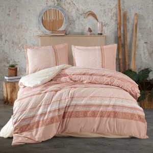 Lenjerie de pat Ranforce – Imprimeu Latina Rose, bumbac 100%, set premium King Size