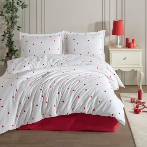 Lenjerie Ranforce King Size – Prema, bumbac 100%, design cu inimioare delicate
