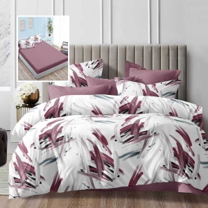 Lenjerie de Pat 6 Piese cu Husă – Design Abstract Burgundy, Material Moale și Confort Premium