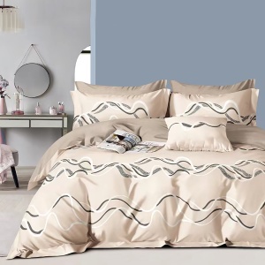 Lenjerie de pat Percale – Imprimeu Abstract Waves, bumbac 100%, set complet premium