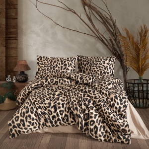 Lenjerie de pat Ranforce – Design Leopard Luxury, bumbac 100%, set complet premium