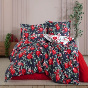 Lenjerie de pat Ranforce – Nare, bumbac 100%, design floral cu rodii