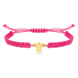 Bratara cu snur si ingeras personalizabil din aur 14k