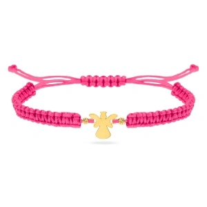 Bratara cu snur si ingeras personalizabil din aur 14k