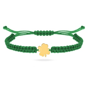 Bratara cu snur si trifoi personalizabil din aur 14k