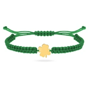 Bratara cu snur si trifoi personalizabil din aur 14k