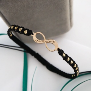 Bratara cu snur si infinit din Aur 14k + 20 bilute de 2.5mm - Img 2