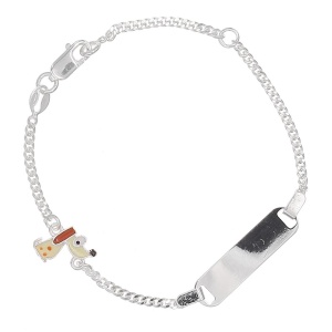 Bratara personalizabila din Argint 925 pentru copii 14+3cm - Catelus
