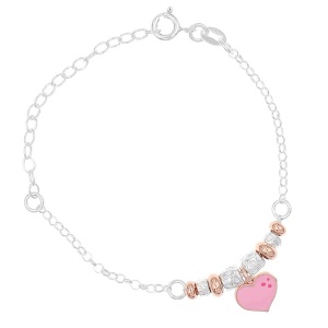 Bratara Argint 925 pentru copii 12+5cm-Inimioara si Bilute Charm
