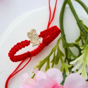 Bratara cu snur si ingeras - Aur 14k - Img 2