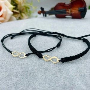 Bratara cu snur si infinit cu inima si puls din Aur14k - Img 2
