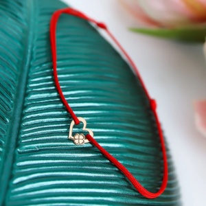 Bratara Heart Collection cu snur si inimioara cu trifoi din aur 14k - Img 2