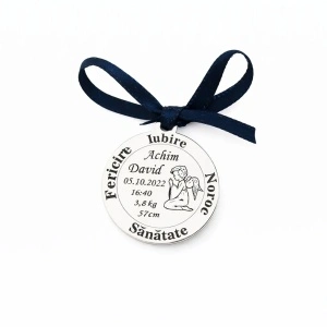 Banut Argint 2cm pentru Botez - Mot - Scaldat - Baby Angel
